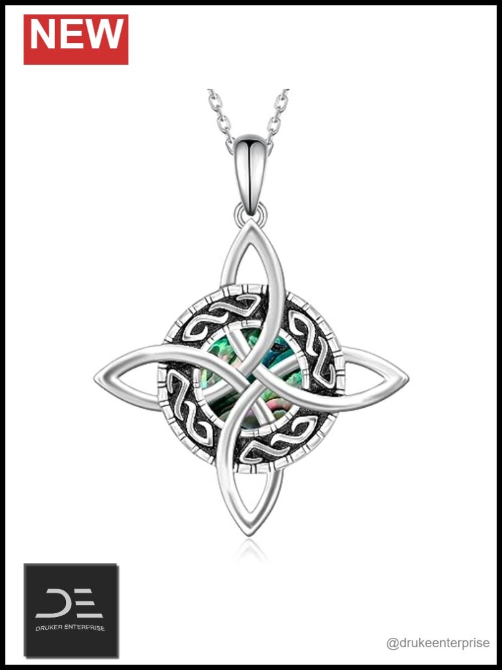 Sterling Silver Witches Knot Pendant Necklace Adjustable Chain
